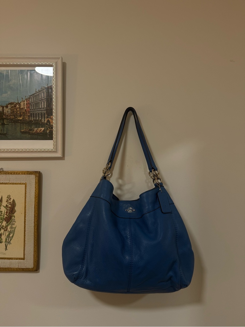 Coach 2017 Blue Lexy Leather Shoulder Bag w/ Silver Hardware